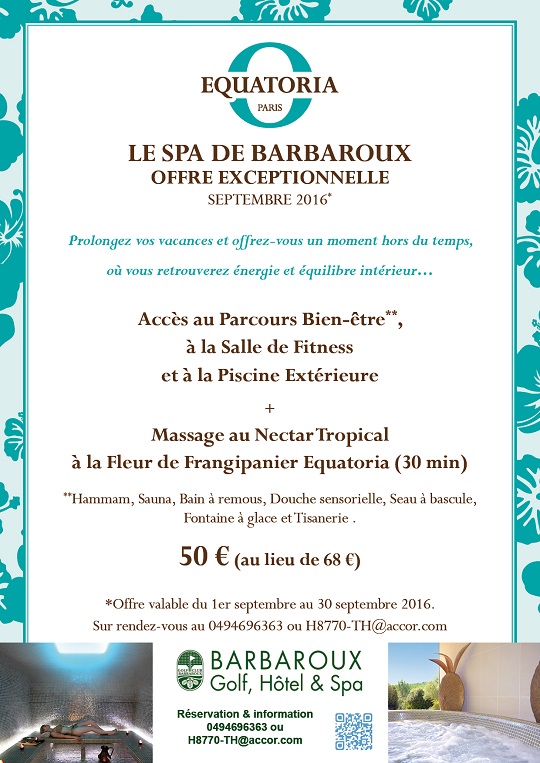 SPA: Offre exceptionnelle en septembre 2016